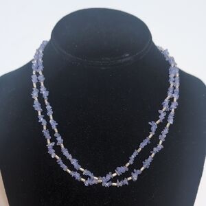 Sterling Silver Tanzanite Beaded Double Strand Necklace